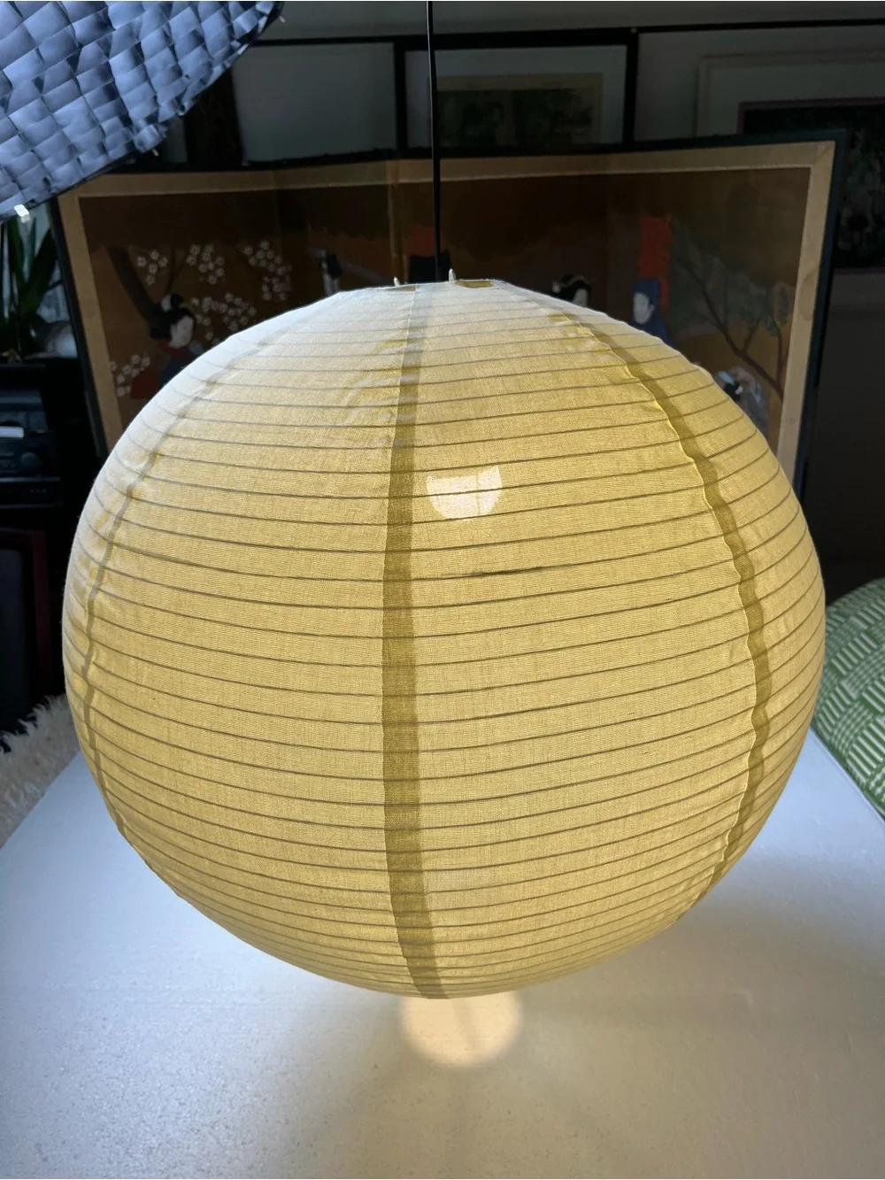 Round Beige Paper Lantern Pendant Shade